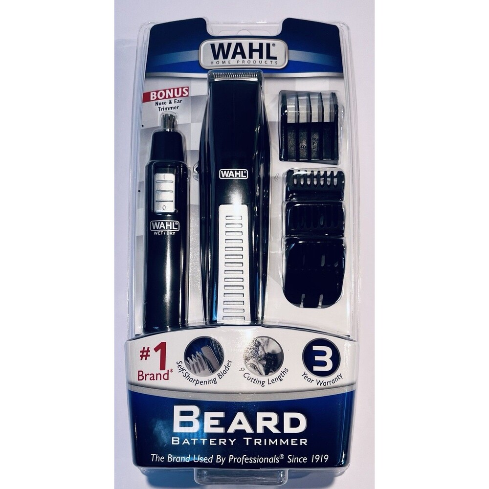 WAHL Nose Ear Body Beard Hair Wet/Dry BATTERY Precision Blade Trimmer Set ~ NEW